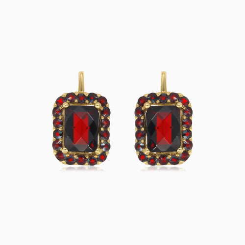 Obdélníkové náušnice s granáty