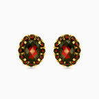 Náušnice s oválným a kulatými granáty