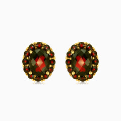 Náušnice s oválným a kulatými granáty