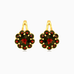 Gotas de granate en oro de 14 quilates, pétalos de elegancia