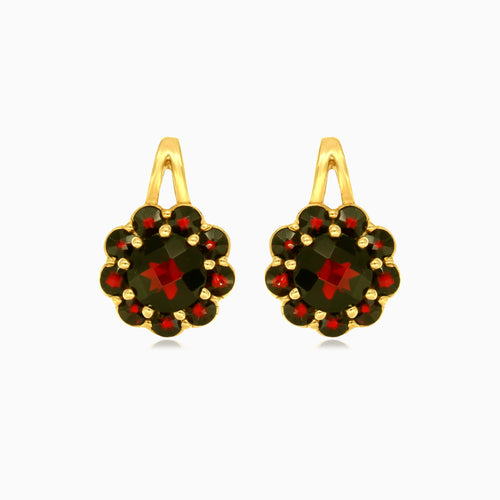 Gotas de granate en oro de 14 quilates, pétalos de elegancia