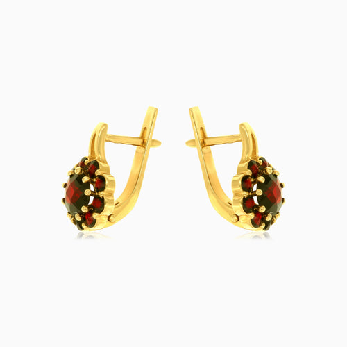 Gotas de granate en oro de 14 quilates, pétalos de elegancia