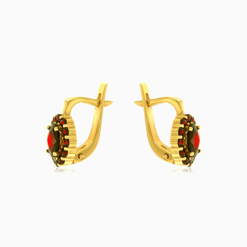 Oválné náušnice s granáty