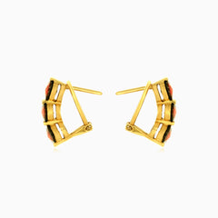 Zlaté náušnice s oválnými granáty