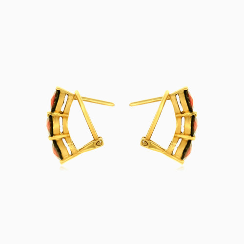 Zlaté náušnice s oválnými granáty