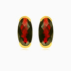 Zlaté náušnice s oválným granátem