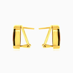 Zlaté náušnice s oválným granátem