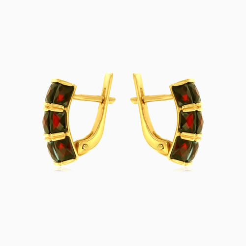 Zlaté náušnice s obdélníkovými granáty