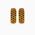 Zlaté visací náušnice s granátovými kruhy