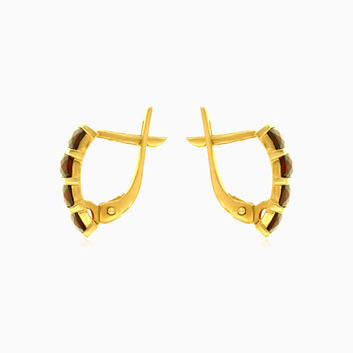 Zlaté náušnice s granátem zářivého brusu