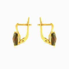 Zlaté visací  naušnice se čtvercovými granáty