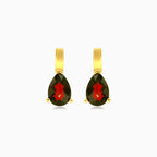 Teardrop garnet gold drop earrings