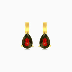 Teardrop garnet gold drop earrings
