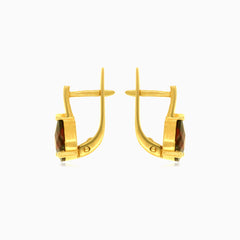 Teardrop garnet gold drop earrings