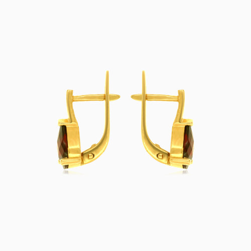 Tropfenförmige Granat-Gold-Ohrhänger