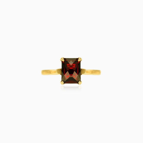 Eleganter Granat im Smaragdschliff-Ring