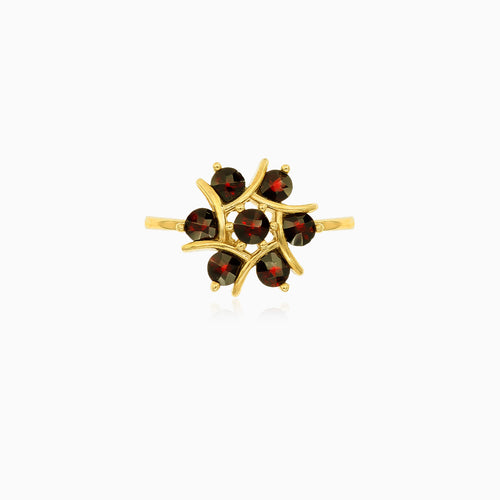 Floraler Granat-Gold-Ring