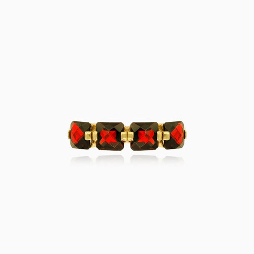 Eleganter Granat-Quadrat-Princess-Schliff-Ring