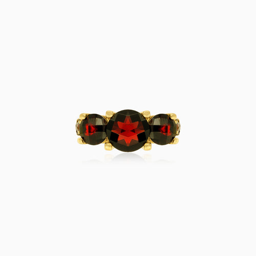 Glamouröser Damen-Granat-Goldring