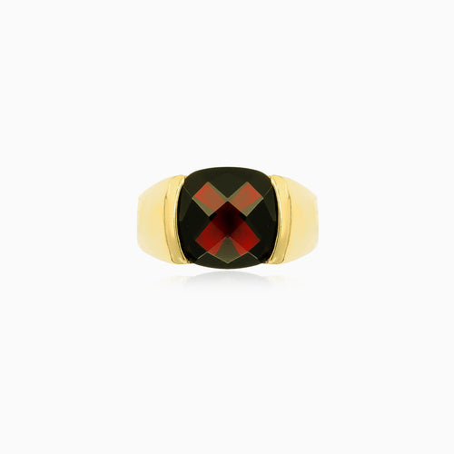 Klassischer Herrenring mit Granat aus Gold