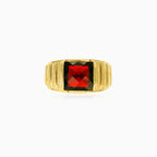 Eleganter Herrenring mit Prinzessschliff Granat