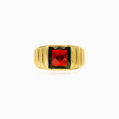 Eleganter Herrenring mit Prinzessschliff Granat