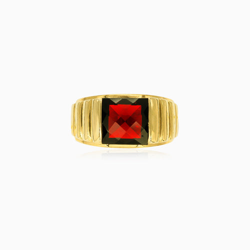 Eleganter Herrenring mit Prinzessschliff Granat
