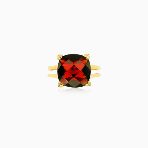Eleganter großer Granat-Goldring