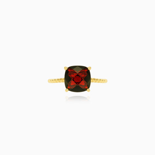 Granat Kissen-Schliff Detail-Ring