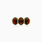 Strahlender Triplet Gelbgold ovaler Trio-Ring