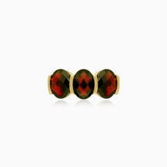 Strahlender Triplet Gelbgold ovaler Trio-Ring