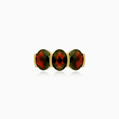 Strahlender Triplet Gelbgold ovaler Trio-Ring