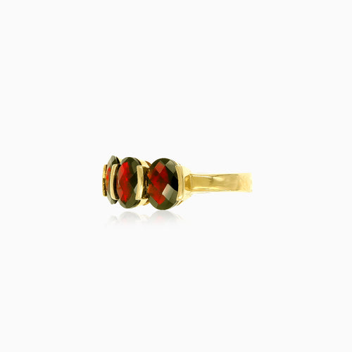 Strahlender Triplet Gelbgold ovaler Trio-Ring