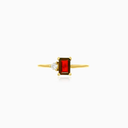 Goldener Damenring mit Zirkonia und Granat