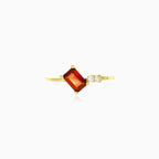 Smaragdschliff-Granat-Ring mit Zirkonia