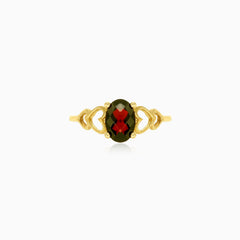 Lovely garnet oval fine step cut women ring