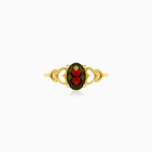 Lovely garnet oval fine step cut women ring