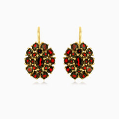 Granátové náušnice s pákovým zapínáním