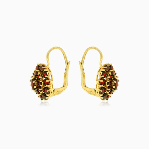 Granátové náušnice s pákovým zapínáním