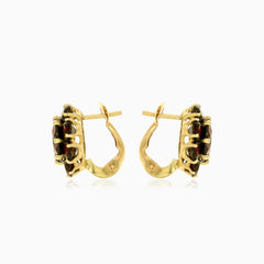 14kt gold garnet flower drop earrings