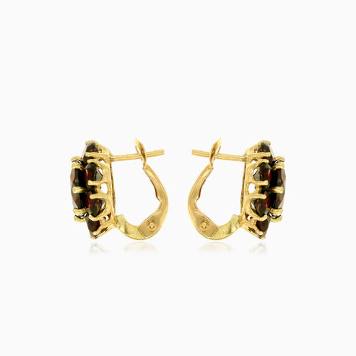 14kt gold garnet flower drop earrings