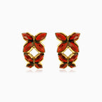 Granátové náušnice s kapkou a tančícími motýly