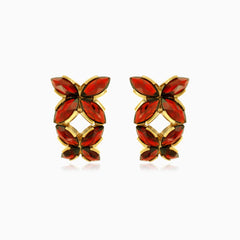 Granátové náušnice s kapkou a tančícími motýly