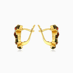 Granátové náušnice s kapkou a tančícími motýly