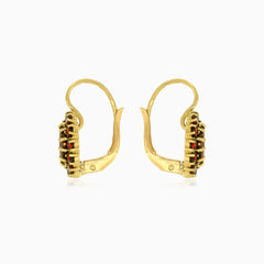 Granátové oválné náušnice s kulatým kamínkem s akcentem