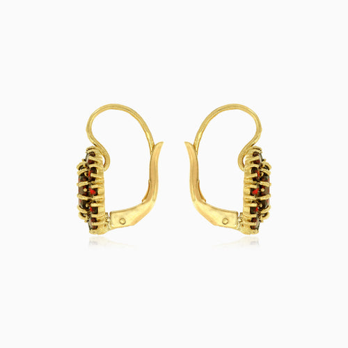 Granátové oválné náušnice s kulatým kamínkem s akcentem