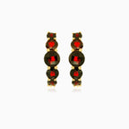 14kt gold garnet huggie hoops