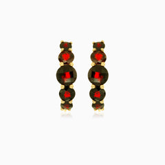 14kt gold garnet huggie hoops
