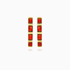 Zlaté tyčinkové náušnice se čtyřnásobným granátovým zářením