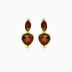 Pendientes colgantes corazón y marquise granate